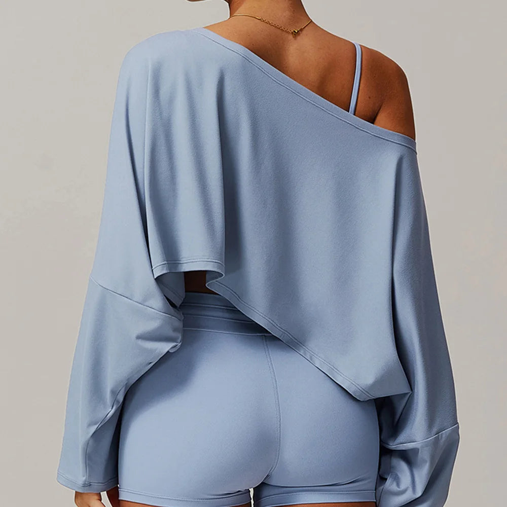 One Shoulder Long Sleeve Hoodie