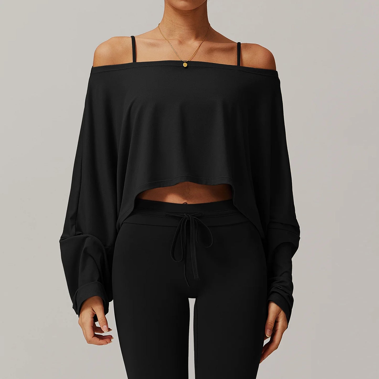 One Shoulder Long Sleeve Hoodie