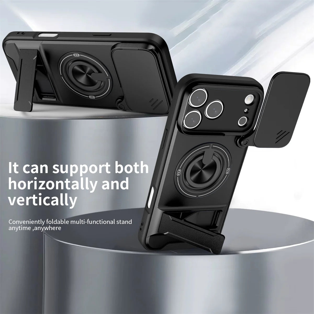 Magnetic Case with Shockproof Slide Camera Protection & Stand