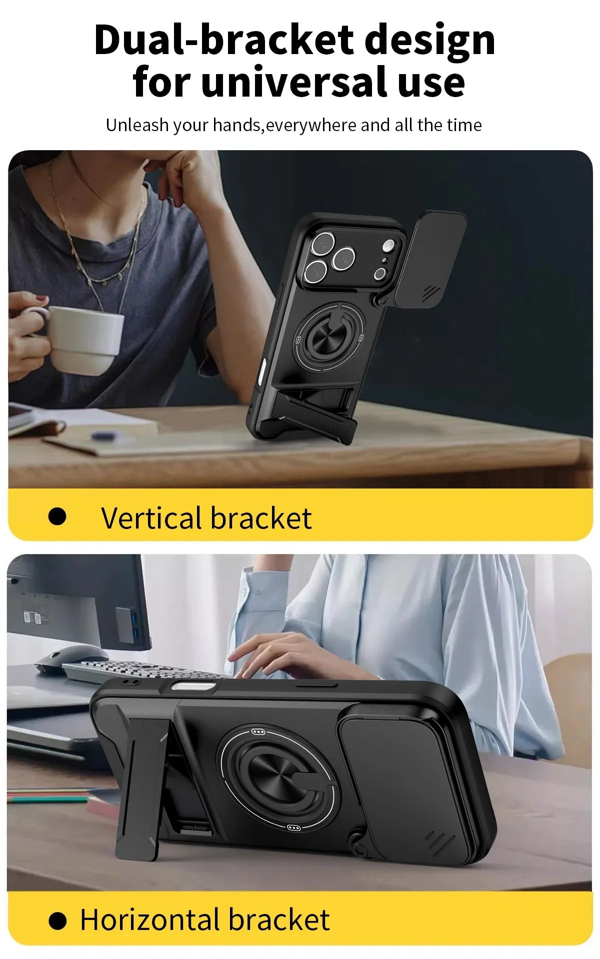 Magnetic Case with Shockproof Slide Camera Protection & Stand