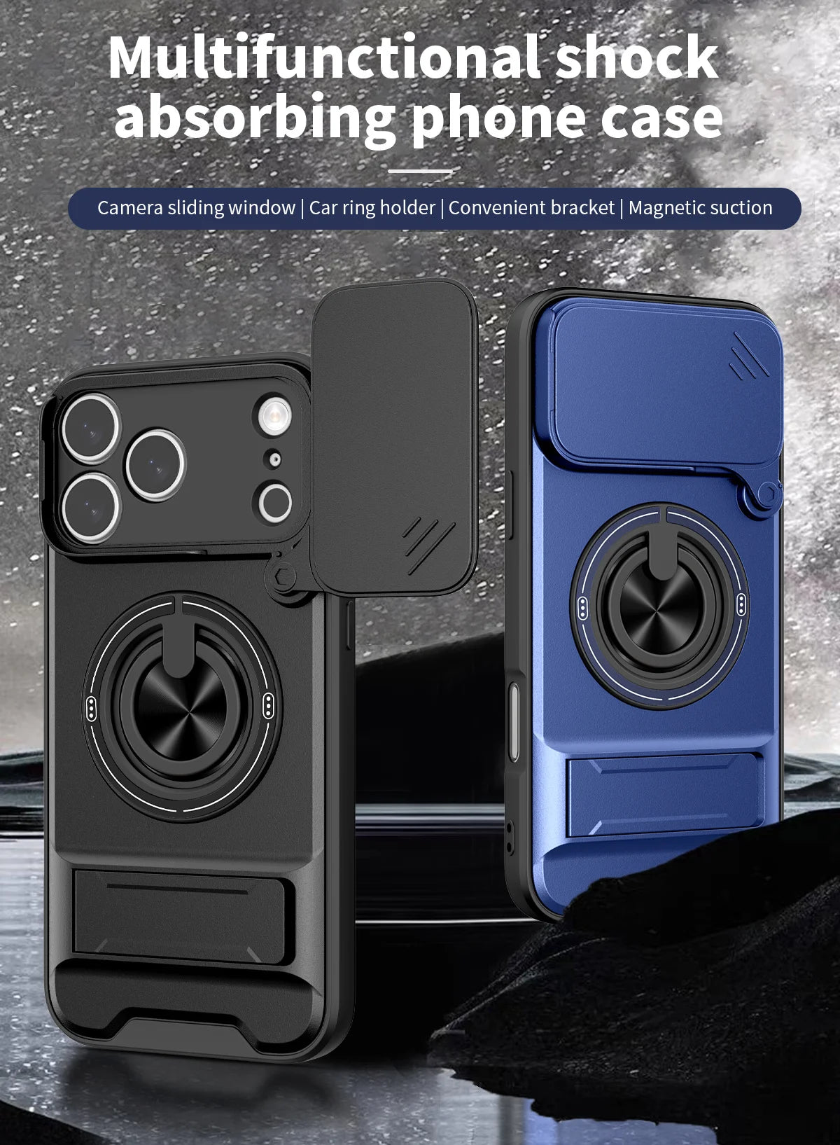 Magnetic Case with Shockproof Slide Camera Protection & Stand