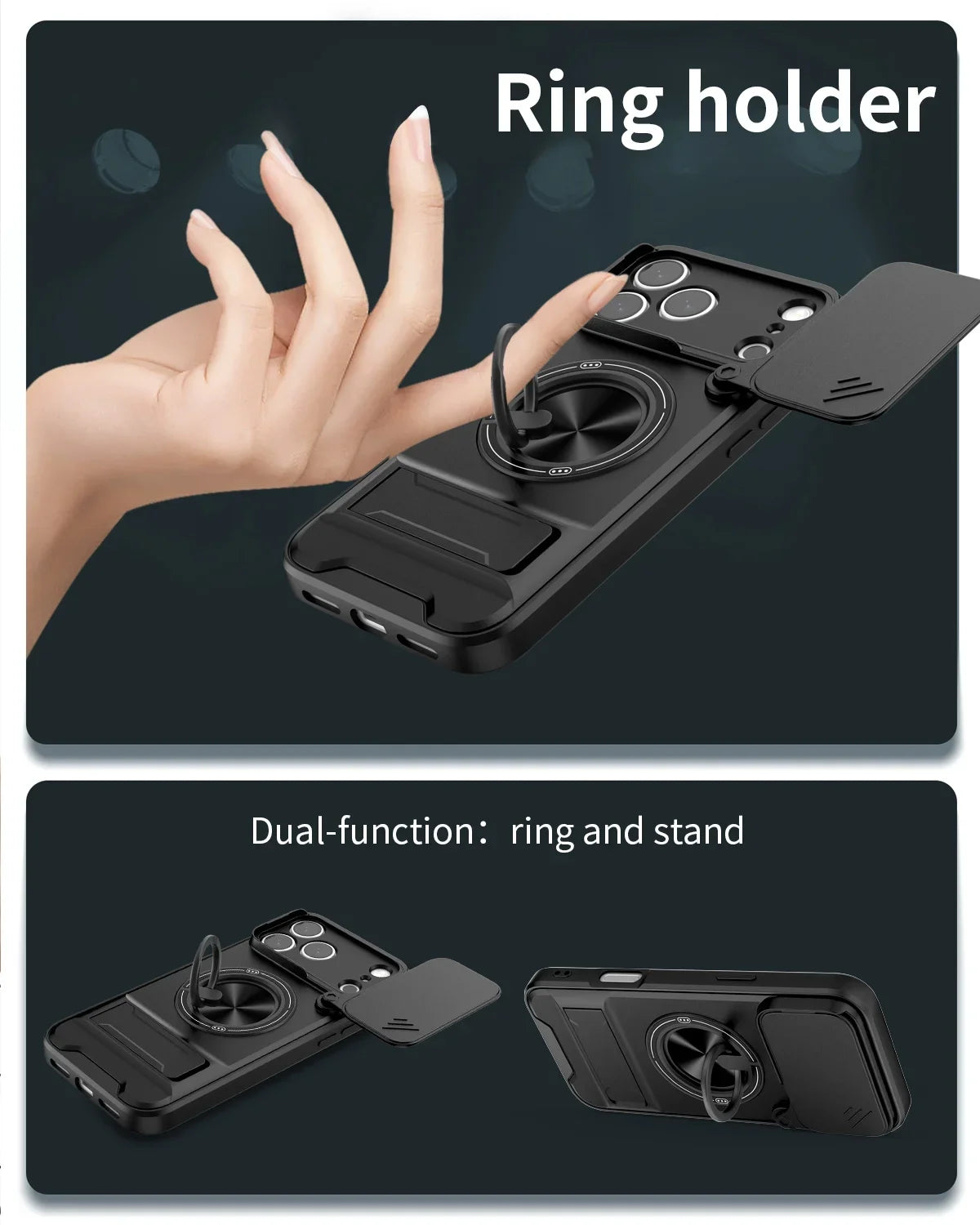 Magnetic Case with Shockproof Slide Camera Protection & Stand