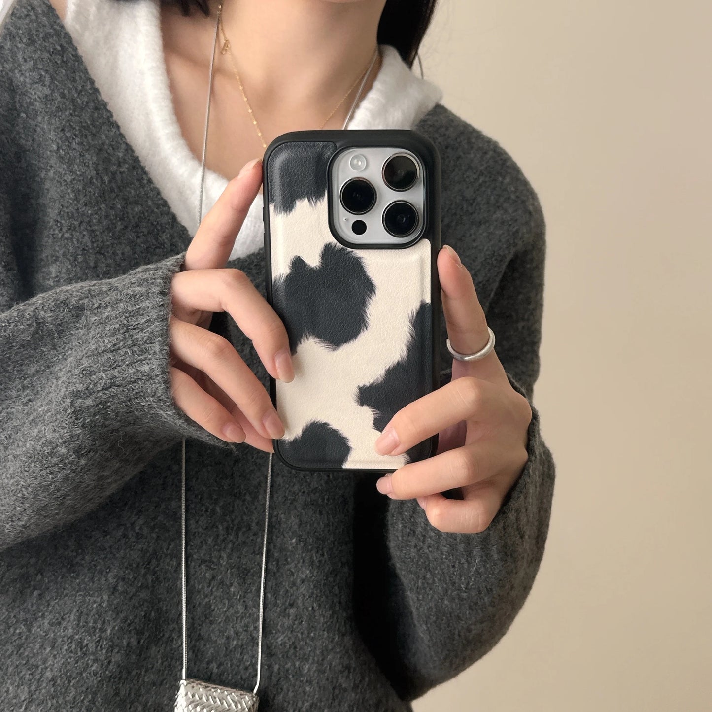 Leather Cow Print Phone Case