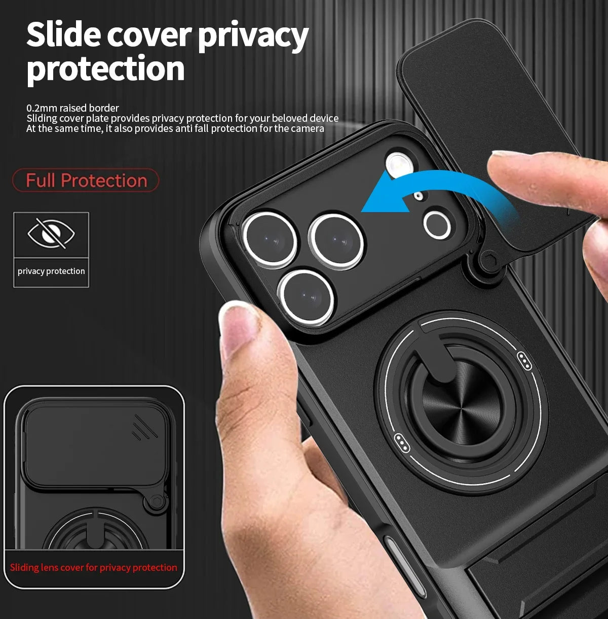 Magnetic Case with Shockproof Slide Camera Protection & Stand