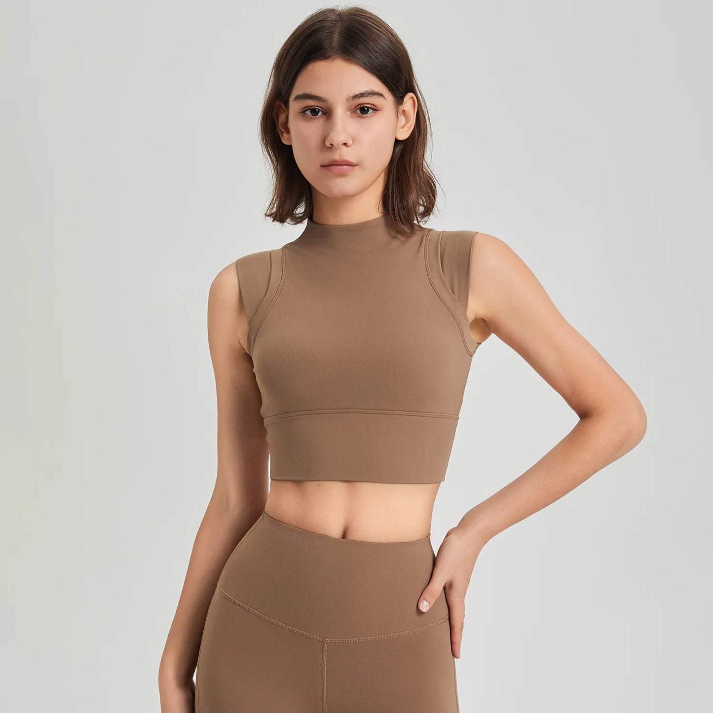 High Neck Yoga Tank Top and Legging Gym Set