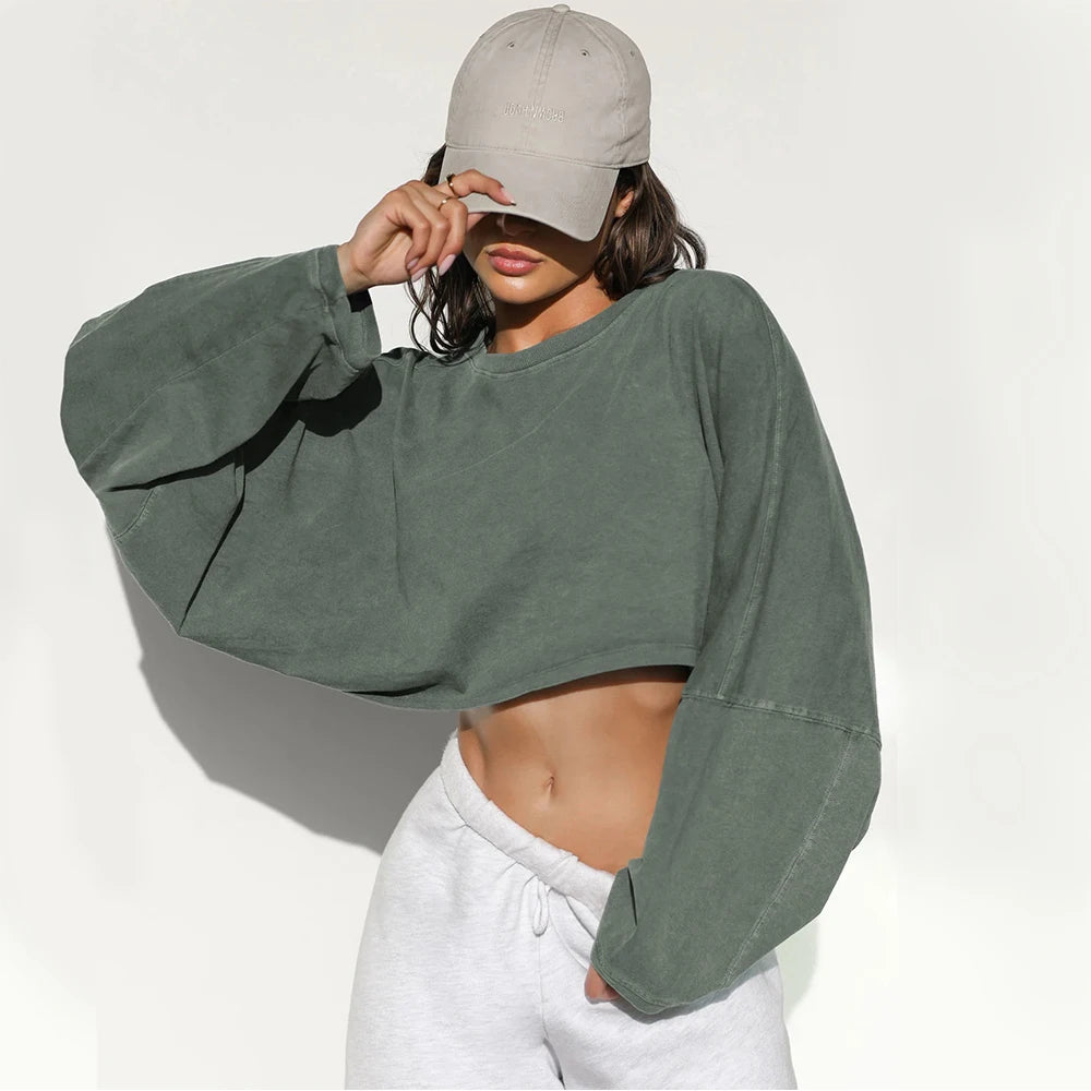 Oversized Long Sleeve Crop Top