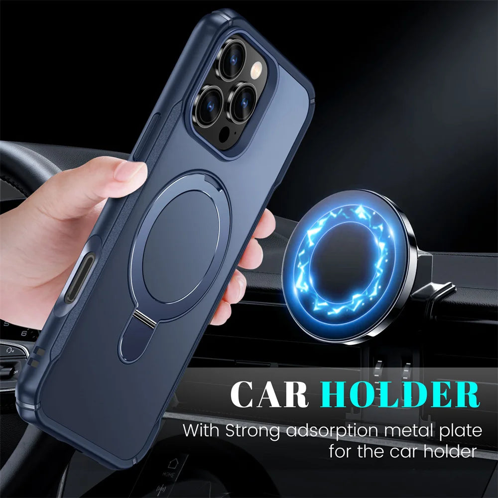 Magnetic Stand Phone Case with Ring Holder