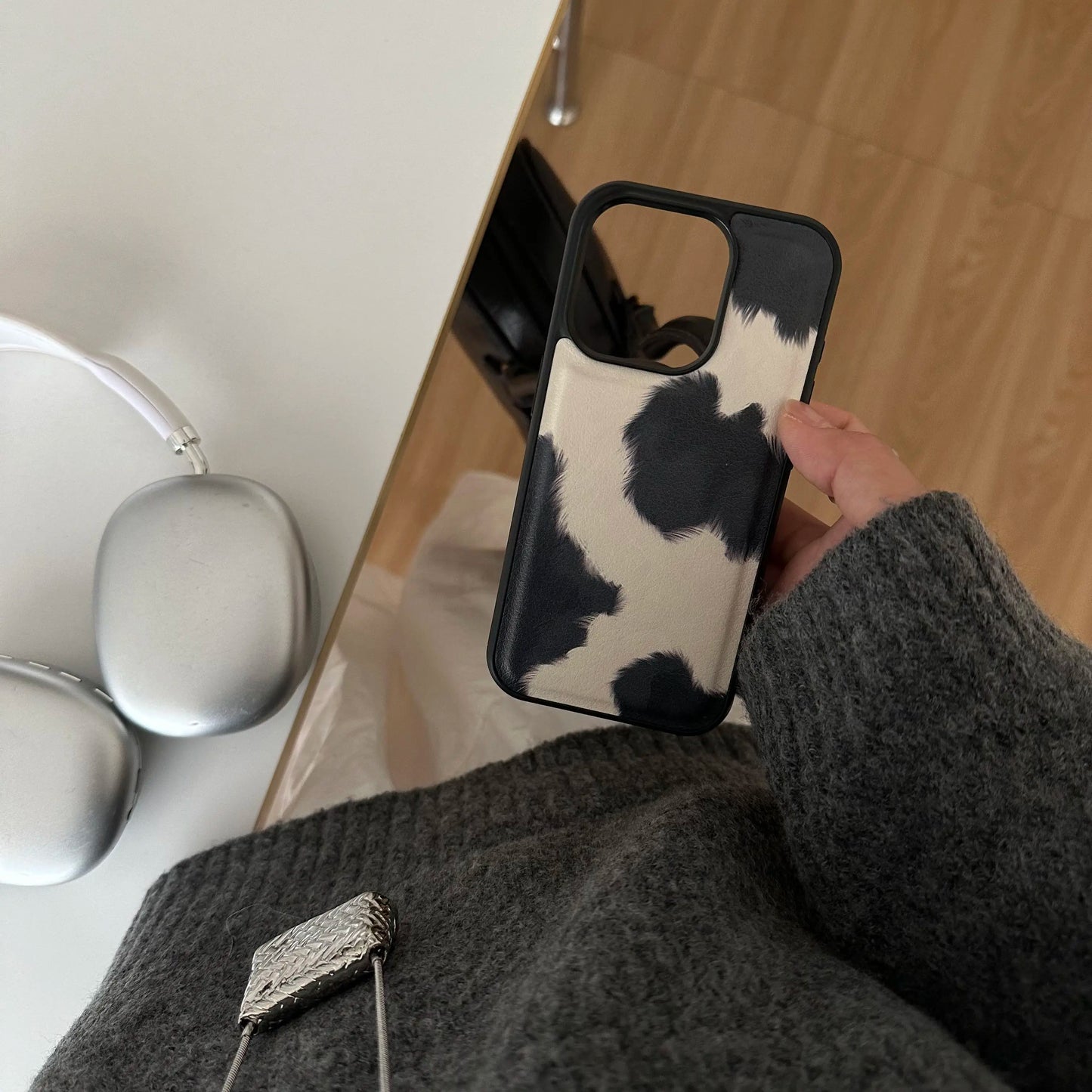 Leather Cow Print Phone Case
