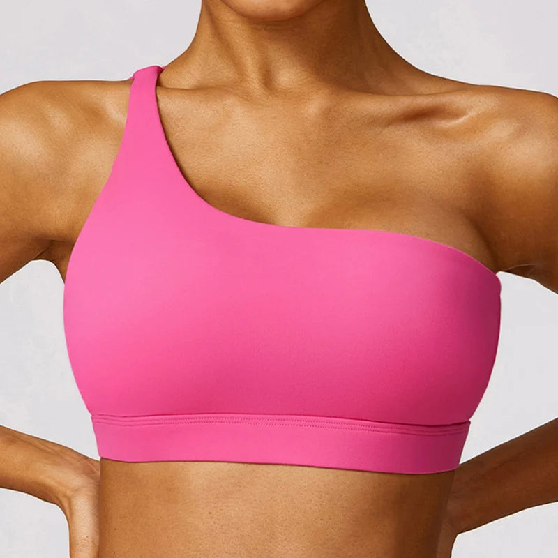 One Shoulder Backless Sports Bra