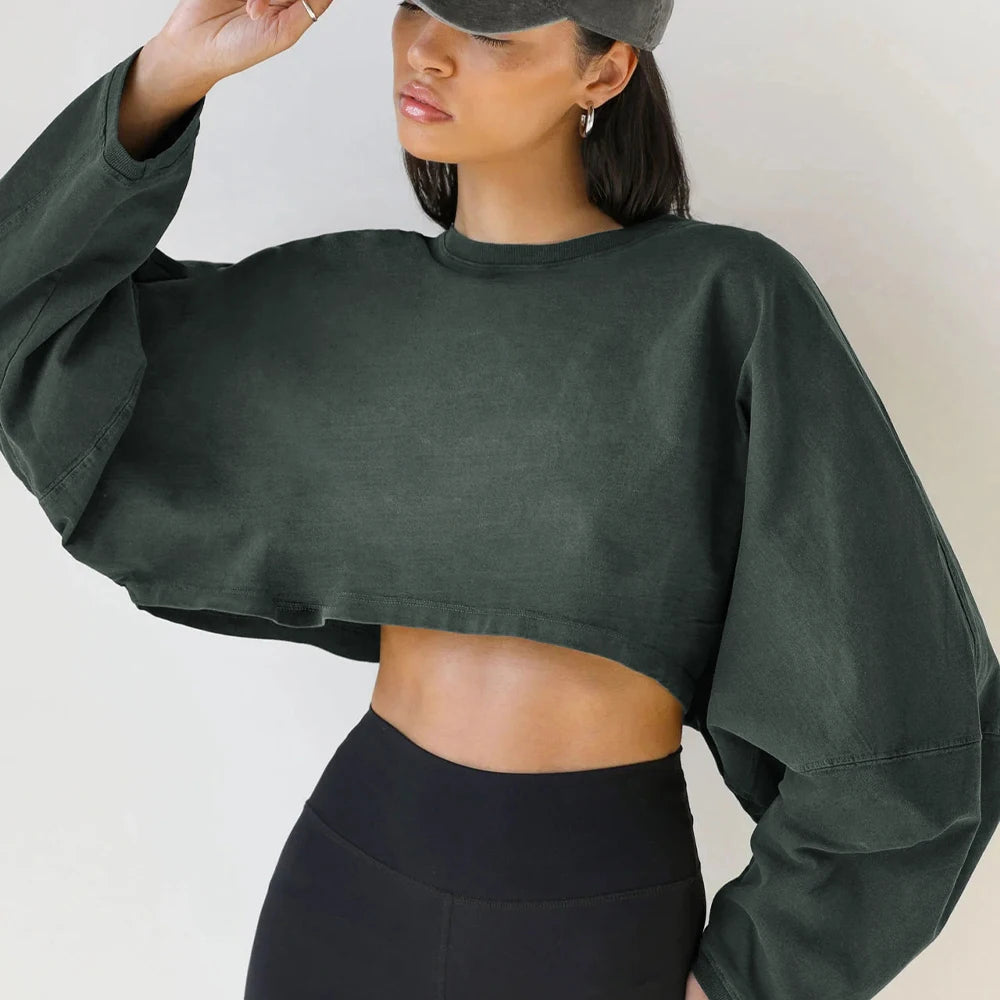 Oversized Long Sleeve Crop Top