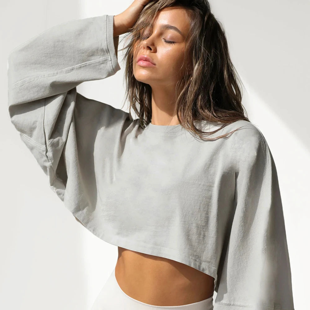 Oversized Long Sleeve Crop Top