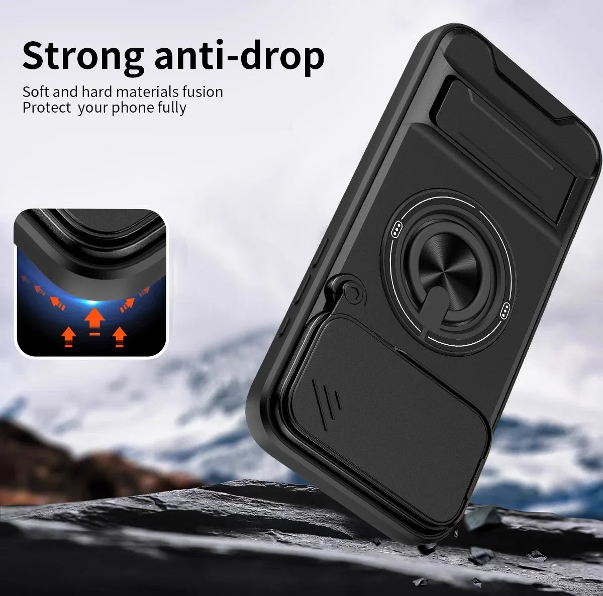 Magnetic Case with Shockproof Slide Camera Protection & Stand