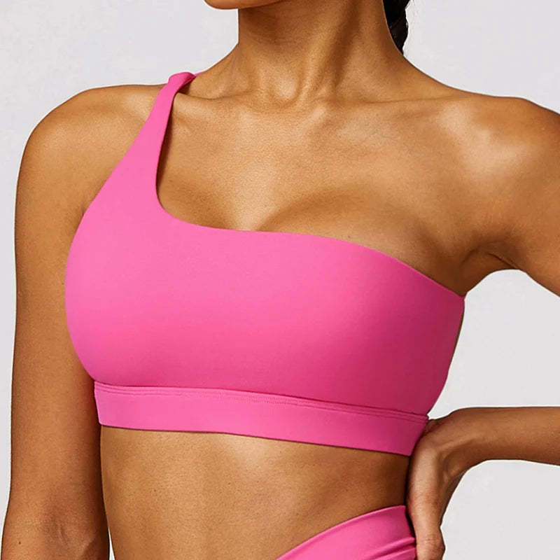 One Shoulder Backless Sports Bra